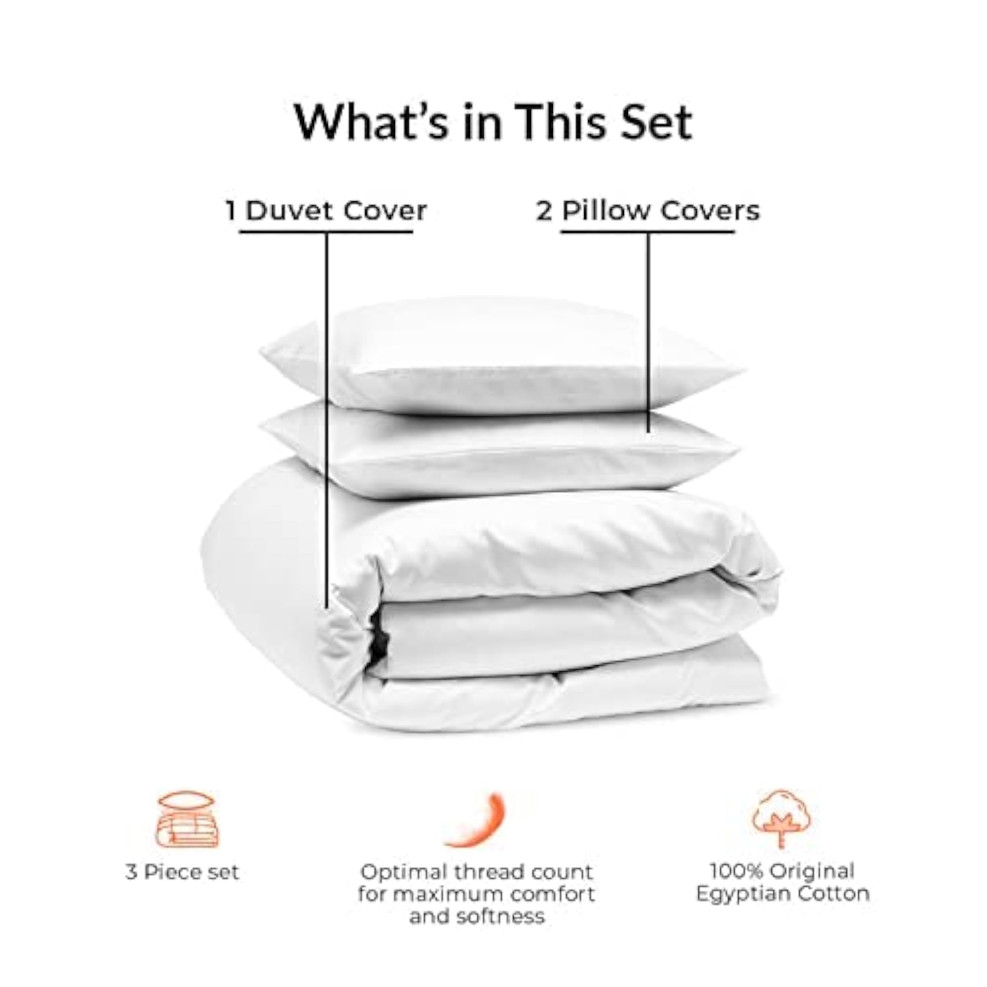 Duvet Cover for Double Size Bed, 100% Cotton Quilt with Pillow Covers